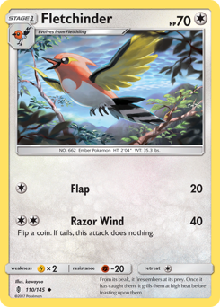 Fletchinder, Guardians Rising #110, Pokémon TCG card