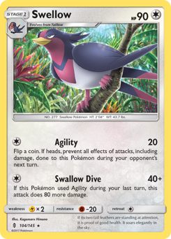 Swellow, Guardians Rising #104, Pokémon TCG card