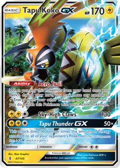Tapu Koko-GX, Guardians Rising #47, Pokémon TCG card