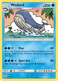 Wailord, Guardians Rising #30, Pokémon TCG card