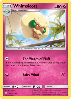 Whimsicott, Guardians Rising #91, Pokémon TCG card