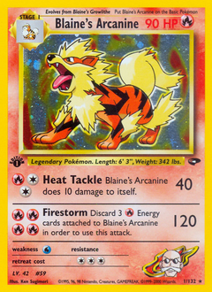 Blaine's Arcanine, Gym Challenge #1, Pokémon TCG card