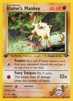 Blaine's Mankey, Gym Challenge #63, Pokémon TCG card