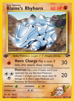 Blaine's Rhyhorn, Gym Challenge #65, Pokémon TCG card