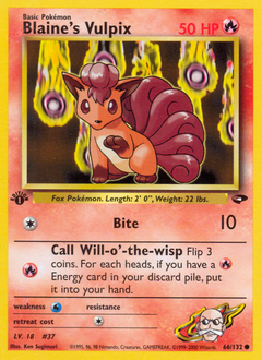 Blaine's Vulpix, Gym Challenge #66, Pokémon TCG card