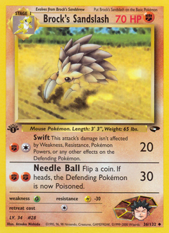 Brock's Sandslash, Gym Challenge #36, Pokémon TCG card