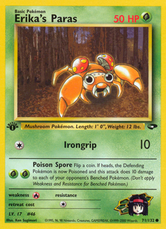 Erika's Paras, Gym Challenge #71, Pokémon TCG card