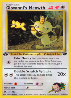 Giovanni's Meowth, Gym Challenge #43, Pokémon TCG card