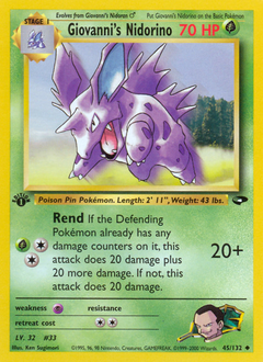 Giovanni's Nidorino, Gym Challenge #45, Pokémon TCG card