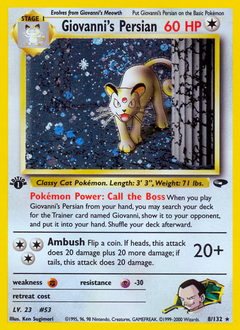 Giovanni's Persian, Gym Challenge #8, Pokémon TCG card