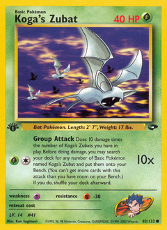 Koga's Zubat, Gym Challenge #83, Pokémon TCG card