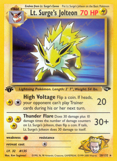 Lt. Surge's Jolteon, Gym Challenge #28, Pokémon TCG card