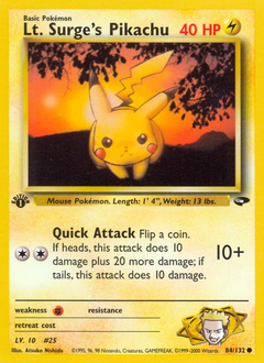 Lt. Surge's Pikachu, Gym Challenge #84, Pokémon TCG card