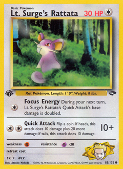 Lt. Surge's Rattata, Gym Challenge #85, Pokémon TCG card