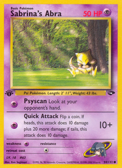 Sabrina's Abra, Gym Challenge #94, Pokémon TCG card