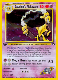 Sabrina's Alakazam, Gym Challenge #16, Pokémon TCG card
