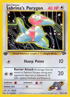 Sabrina's Porygon, Gym Challenge #98, Pokémon TCG card