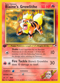 Blaine's Growlithe, Gym Heroes #35, Pokémon TCG card