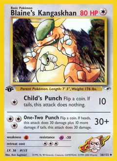 Blaine's Kangaskhan, Gym Heroes #36, Pokémon TCG card