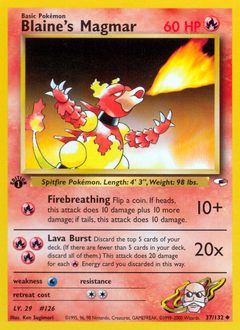 Blaine's Magmar, Gym Heroes #37, Pokémon TCG card