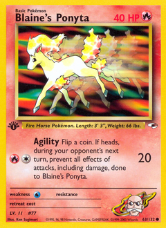 Blaine's Ponyta, Gym Heroes #63, Pokémon TCG card