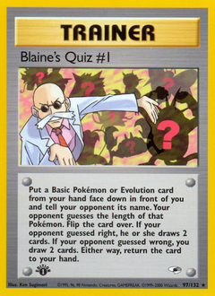 Blaine's Quiz #1, Gym Heroes #97, Pokémon TCG card