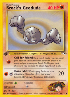 Brock's Geodude, Gym Heroes #66, Pokémon TCG card