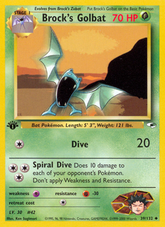 Brock's Golbat, Gym Heroes #39, Pokémon TCG card