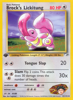 Brock's Lickitung, Gym Heroes #41, Pokémon TCG card