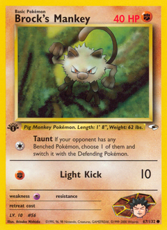 Brock's Mankey, Gym Heroes #67, Pokémon TCG card