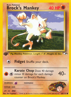 Brock's Mankey, Gym Heroes #68, Pokémon TCG card