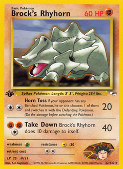 Brock's Rhyhorn, Gym Heroes #22, Pokémon TCG card
