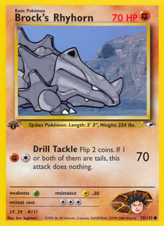 Brock's Rhyhorn, Gym Heroes #70, Pokémon TCG card