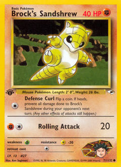 Brock's Sandshrew, Gym Heroes #71, Pokémon TCG card