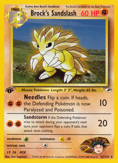 Brock's Sandslash, Gym Heroes #23, Pokémon TCG card