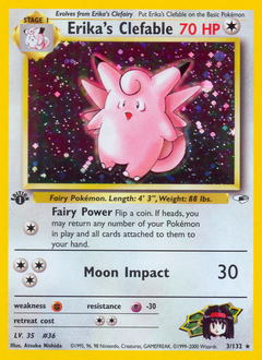 Erika's Clefable, Gym Heroes #3, Pokémon TCG card