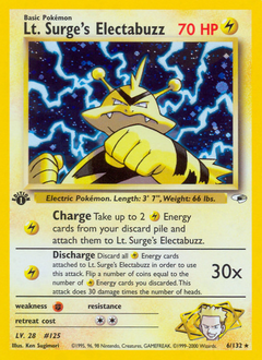 Lt. Surge's Electabuzz, Gym Heroes #6, Pokémon TCG card