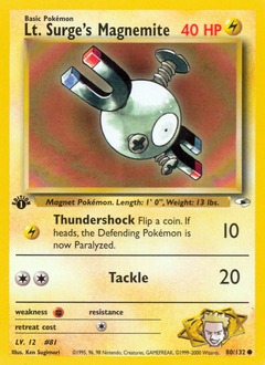 Lt. Surge's Magnemite, Gym Heroes #80, Pokémon TCG card