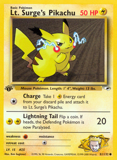 Lt. Surge's Pikachu, Gym Heroes #81, Pokémon TCG card