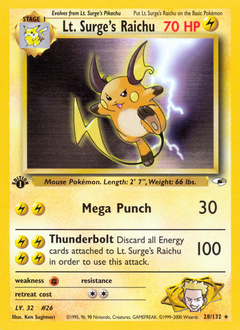 Lt. Surge's Raichu, Gym Heroes #28, Pokémon TCG card
