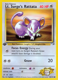 Lt. Surge's Rattata, Gym Heroes #82, Pokémon TCG card