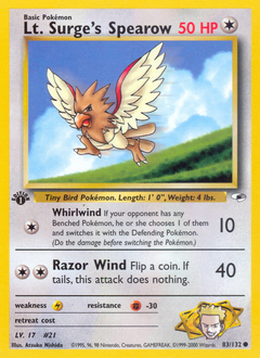 Lt. Surge's Spearow, Gym Heroes #83, Pokémon TCG card