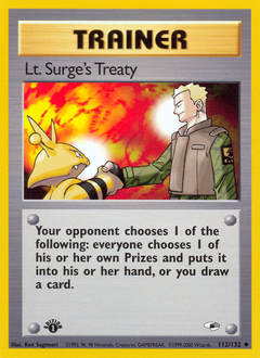 Lt. Surge's Treaty, Gym Heroes #112, Pokémon TCG card