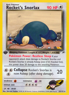 Rocket's Snorlax, Gym Heroes #33, Pokémon TCG card