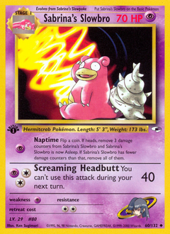 Sabrina's Slowbro, Gym Heroes #60, Pokémon TCG card