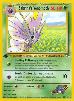 Sabrina's Venomoth, Gym Heroes #34, Pokémon TCG card