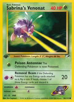 Sabrina's Venonat, Gym Heroes #96, Pokémon TCG card