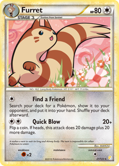 Furret, HeartGold & SoulSilver #21, Pokémon TCG card