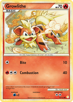Growlithe, HeartGold & SoulSilver #65, Pokémon TCG card