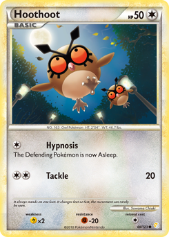 Hoothoot, HeartGold & SoulSilver #66, Pokémon TCG card
